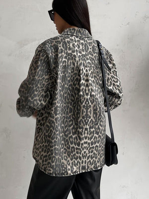 Casaco com estampado animal leopardo Alejandra