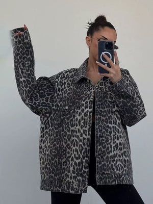 Casaco com estampado animal leopardo Alejandra