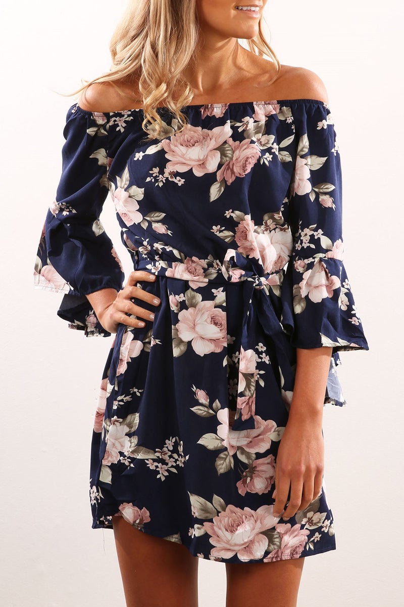 Vestido Ombro a Ombro Floral